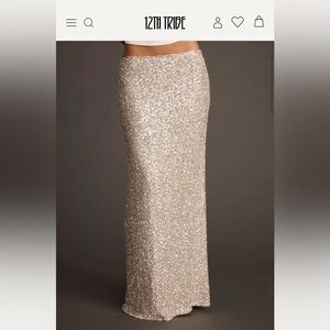 12th Tribe Champagne Sequin Maxi Skirt